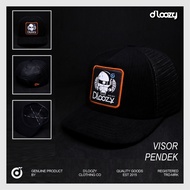 DLOOZY Men's Mesh Trucker Hat Short Visor Corduroy Distro Original Black DLZTC-HLO