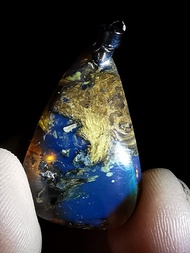 自家DIY正宗多明尼加藍琥珀吊墜