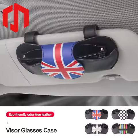 1pcs Car Visor Glasses Fastening Clip Leather Storage Box for Mini Cooper F54 F55 F56 F60 Sunglasses