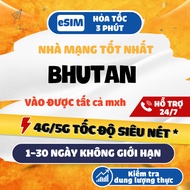 [ESIM 4G HCM] Bhutan Bhutan travel eSIM TashiCell network, unlimited data, refund (with physical)
