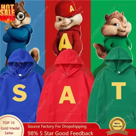 Alvin and The Chipmunks_ The Squeakquel's Pullover Woman Manfashion Drop Shoulder Sweatshirt Availab