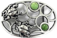 Green Stone Scarab Style Interchangeable Clasp 90mm x 58mm To Fit 4cm Belts Antique Silver, silver,