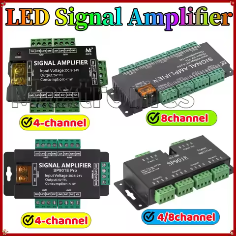 4/8Channel DC5-24V WS2812B LED SPI Signal Amplifier TTL SP901E/Pro/AHC4/8 for WS2811 WS2815 WS2813 S