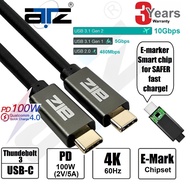 ATZ USB 3.2 Gen 2 Type-C Male/Male Cable w/EMARK, (1m / 1.5m / 2m / 3m) 10GB Data/100W 5A Charging C