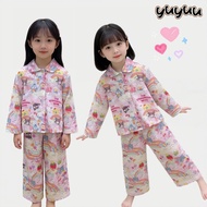 YY203 Children's Long-Sleeved Pajamas Cute Cartoon Pattern Long Pants Fashionable Style The Fabric I