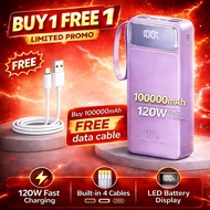120W Super Fast Charging Powerbank 100000mah With 4 Cables Led Digital Display Portable Large Capaci