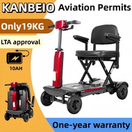 KANBEIO Ultralight Auto-Fold Mobility Scooter with 10AH Battery, LTA-Approved & Senior-Friendly Desi