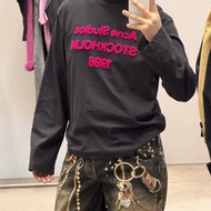 R RTFB Acn *** ios 26 New Year Limited 1996 Flocking Letter Pullover Long Sleeve T-Shirt Round Neck 