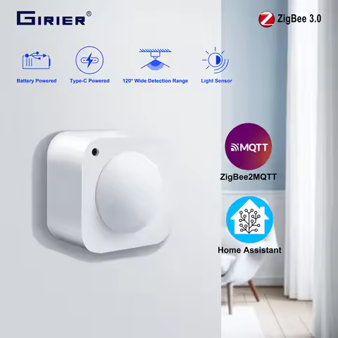 GIRIER ZigBee 3.0 PIR Motion Sensor Smart Human Movement Detector Built-in Light Sensor Support Home
