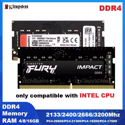 Kingston FURY Impact DDR4 Memory For Intel CPU 4GB 8GB 16GB LAPTOP Memoria SODIMM RAM 2133MHz 2400MH