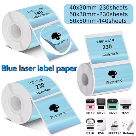 M110 Blue Color Thermal Adhesive Label Roll,suit for phomemo M110/M200/M120/M220 E210 P50 DETONG P1