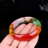 Xinjiang Golden Silk Jade Colorful Jade Bracelet Standard width Bangle