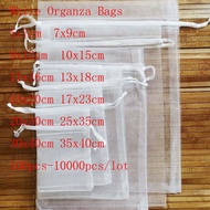 TAROW Wholesale White Drawstring Organza Bags&amp;small Pouches Jewelry Package Bags Christmas Wedding Packaging Gift Bags