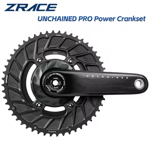 ZRACE UNCHAINED PRO Carbon Fiber Power Meter Crankset, Super Light, Race Grade, Road Crankset, DUB, 