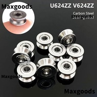 MAXGOODS 1/5Pcs Ball Bearing, Carbon Steel Bearing Steel U624ZZ V624ZZ Pulley Bearing, U Groove V Gr