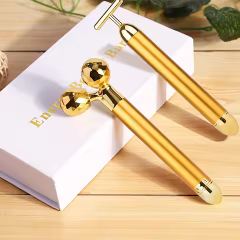 Multi-function Beauty Care Device 24k Facial Massage Stick Roller 3D Golden Energy Bar Vibrating Mas