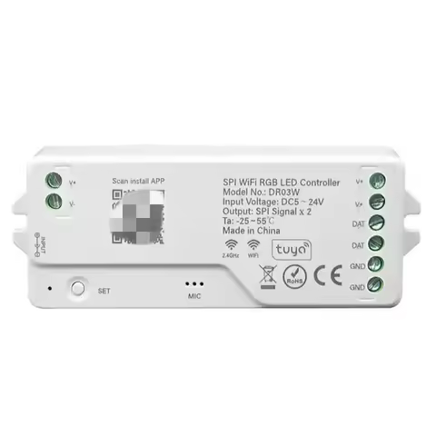 SPI Wifi RGB LED Controller DR03W For WS2811 WS2812B WS2815 Addressable RGB LED Strip DR04W For SK68