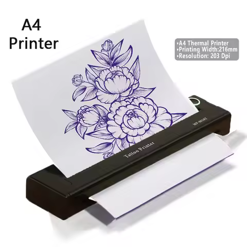 A4 Portable Wireless Tattoo Printer Mini Thermal Bluetooth Printer Pocket Printer Business A4 Paper 