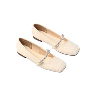 Giày Búp Bê Nữ Đế Bệt Quai Ngang Đính Đá Da Bóng Pixie H397