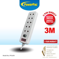 PowerPac Extension Cord, Extension Socket, Power Cord 3 Meter 2pin 5 way  (PP262N)