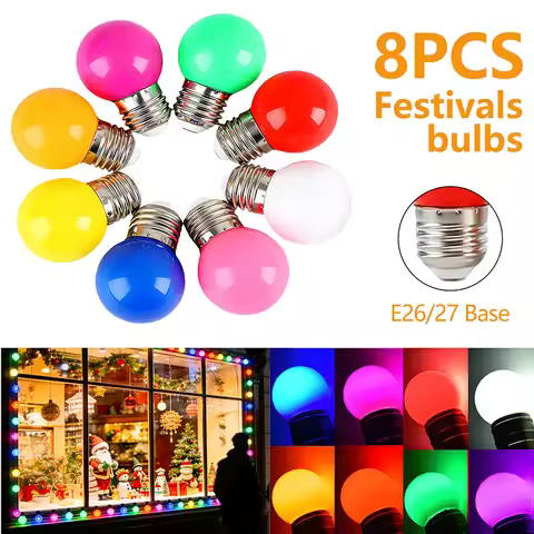 Kasotile 8 Colors LED Energy Saving Bulb E26 E27 3W 110V for Wedding Home Party Stage Decoration