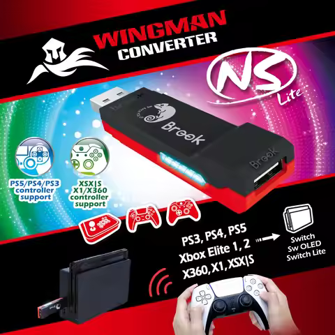 Brook Wingman NS Lite Converter for X/S/One/360 PS5/PS4/PS3 Xb Elite 1/2(X-Input)Gaming Console Rema