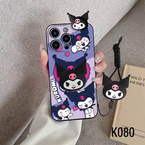 Sanrio Cartoon Kuromi Soft Phone Case For Xiaomi Poco M7 M6 M5S M5 M4 M3 M2 Pro Plus With Holder Lan
