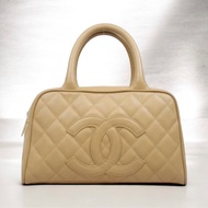 「JL精品代購」9新 Chanel 香奈兒 奶茶色保齡球包