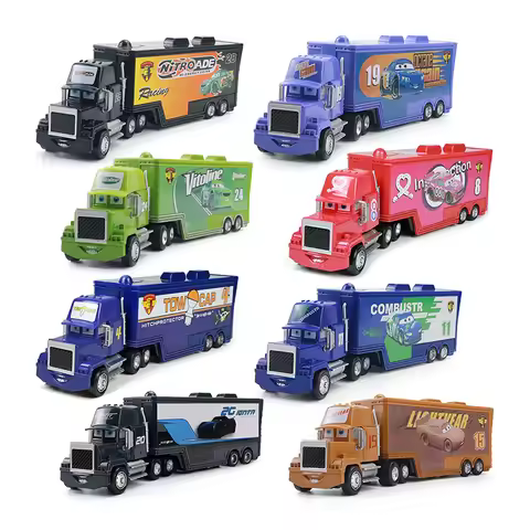 Pixar Cars Truck Storm Jackson Model Car 1/55 Die Casting Container Trucks Racing Toys Children's Bi
