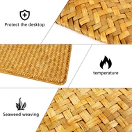 Pack of 4 Natural Seagrass Place Mat 17 Inch X 12 Inch Hand-Woven Rectangular Rattan Placemats