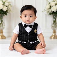 Fashion Outfit for Baby Boy Stripe Short Sleeves Shirt Top + Shorts Gentleman Boss Baby Costume