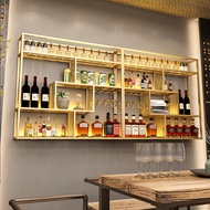 ST-⛵Bar Wine Rack with Light Wine Cabinet Wall-Mounted Restaurant Restaurant Foreign Wine Liquor Display Rack Wall-Mount