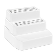 [qua]-Adjustable 3 Steps Litter Box Ramp with Filter Function Detachable Litter Trapper for Small &a