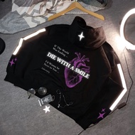 FEBB - SWEATER HODDIE BOXY DIE WITH A SMILE LIGHT UP 300 GSM MEN WOMEN FLECCE