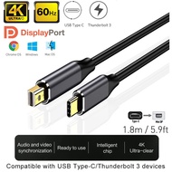 4K Type C USB-C Thunderbolt 3 to Mini DP DisplayPort Display Port Video Cable For Apple iMac Macbook