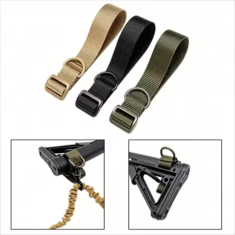 1PC Durable Nylon Webbing Tactical Gun Sling Strap, Adjustable D-Ring Buttstock Mount Belt Fit AR15 