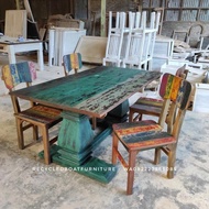 - Turun Harga Barbar- Kursi Makan Tuna Cafe Set Meja Bombay Vintage Kayu Bekas Kapal - Premium -