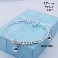 (SH060BB)925 silver bangle cute simple bell for baby(gelang tangan/kaki untuk bayi dan budak)