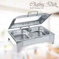 Chafing Dish HIDROLIK Tempat Wadah Makanan Saji Prasmanan Stainless 2 Sekat Kotak Kombinasi Kaca Hyd