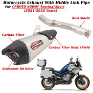 For CFMOTO 800MT 800 MT Touring Sport Motorcycle Exhaust Escape Modified Muffler Middle Link Pipe With Heat Shield DB Ki