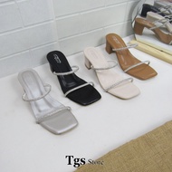 Women's 5 cm Heel Sandals with Gem Strap SN-01