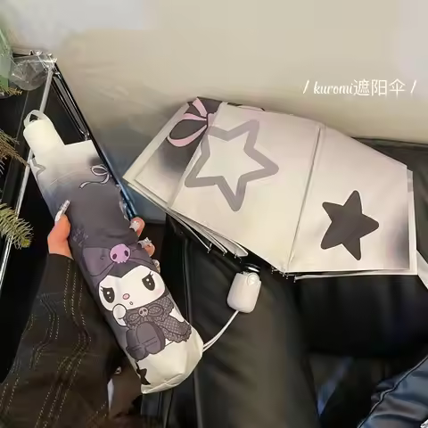 Anime Kuromi Cinnamoroll Cartoon Umbrella Automatic Folding Umbrella With Uv Protection Casual Porta