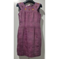 Real Silk Dress Woven With Metallic Threads Second Hand Glued And Has A Liner. Bust 31-32 Waist 24 H