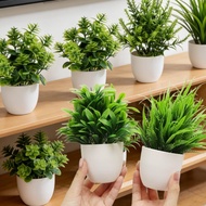 Creative DIY Desktop Green Pottery Plants Landscape Ornaments Simulated Bonsai Artificial Flowerpots