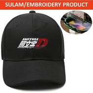 EMBROIDERY SULAM INITIAL D ANIME LOGO BASEBALL 1 POLYESTER CAP ADJUSTABLE STRAP Black Cotton Fabric