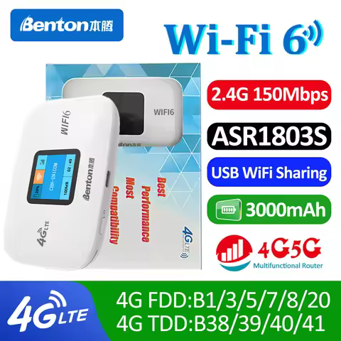 Benton Unlocked MiFi WiFi6 Mobile 3G 4G Router with SIM Card Slot 2.4G 150M Portable WiFi Travel Rou