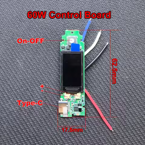 60W control board for type c Charger 3.7v Lithium Battery Controller Switch heating Board diy hand v