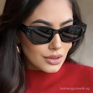 530P [Shipping from China] Beige Nail Cat Eye Sunglasses Polygon Ladies European American ins Unique