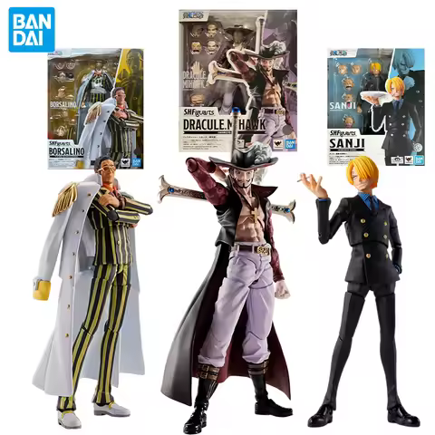 Genuine Bandai Dracule Mihawk SHF Sanji Action Figures ROMANCE DAWN ONE PIECE Anime Toys Model SHF B