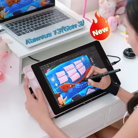 huion 13.3 Inch Professional Graphic Tablet with Screen 16384 Levels Kamvas 13 Gen3 Portable Digital